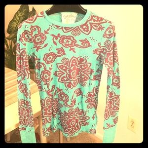 Tribal-printed long-sleeved thermal